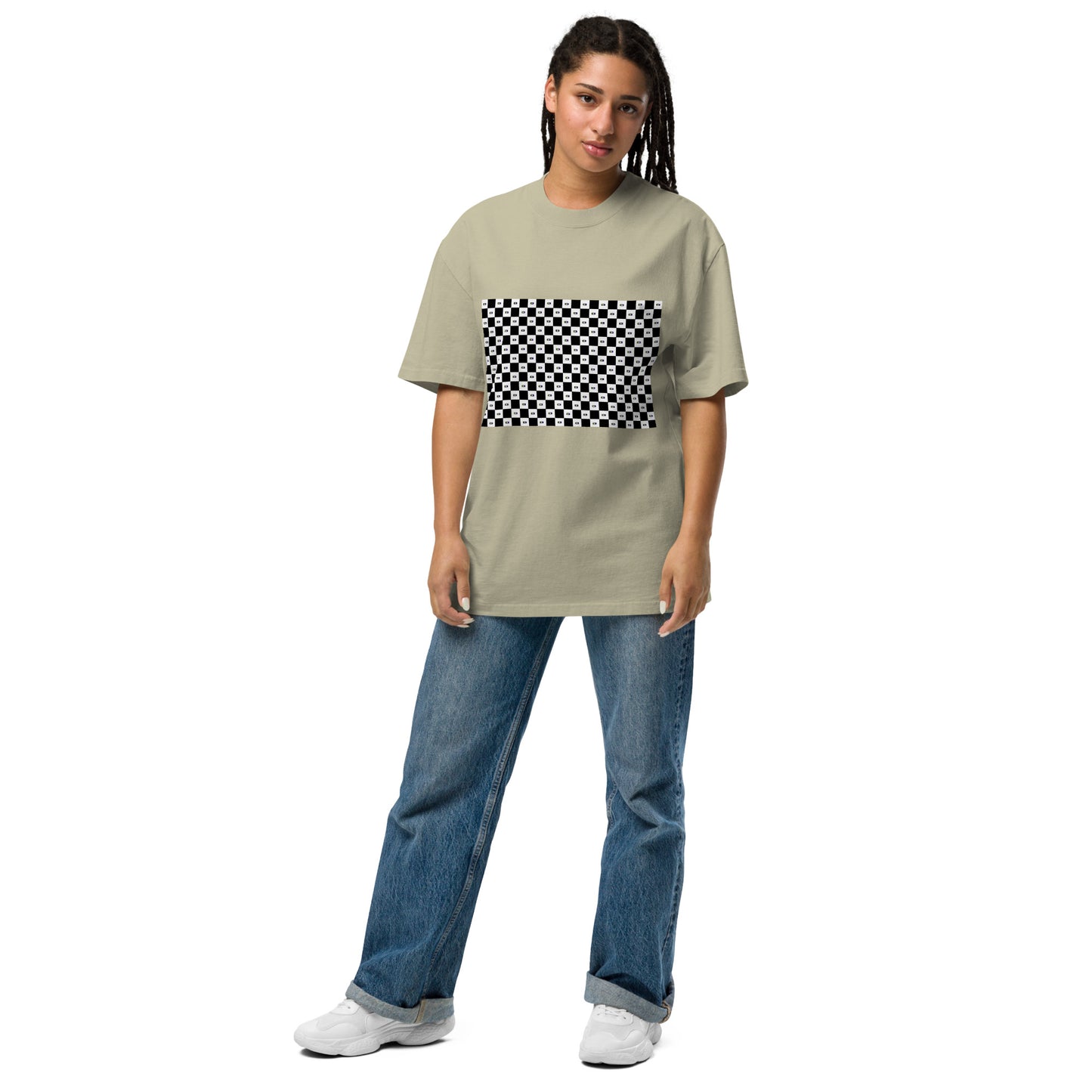 Chess Print - Oversized Faded Tee