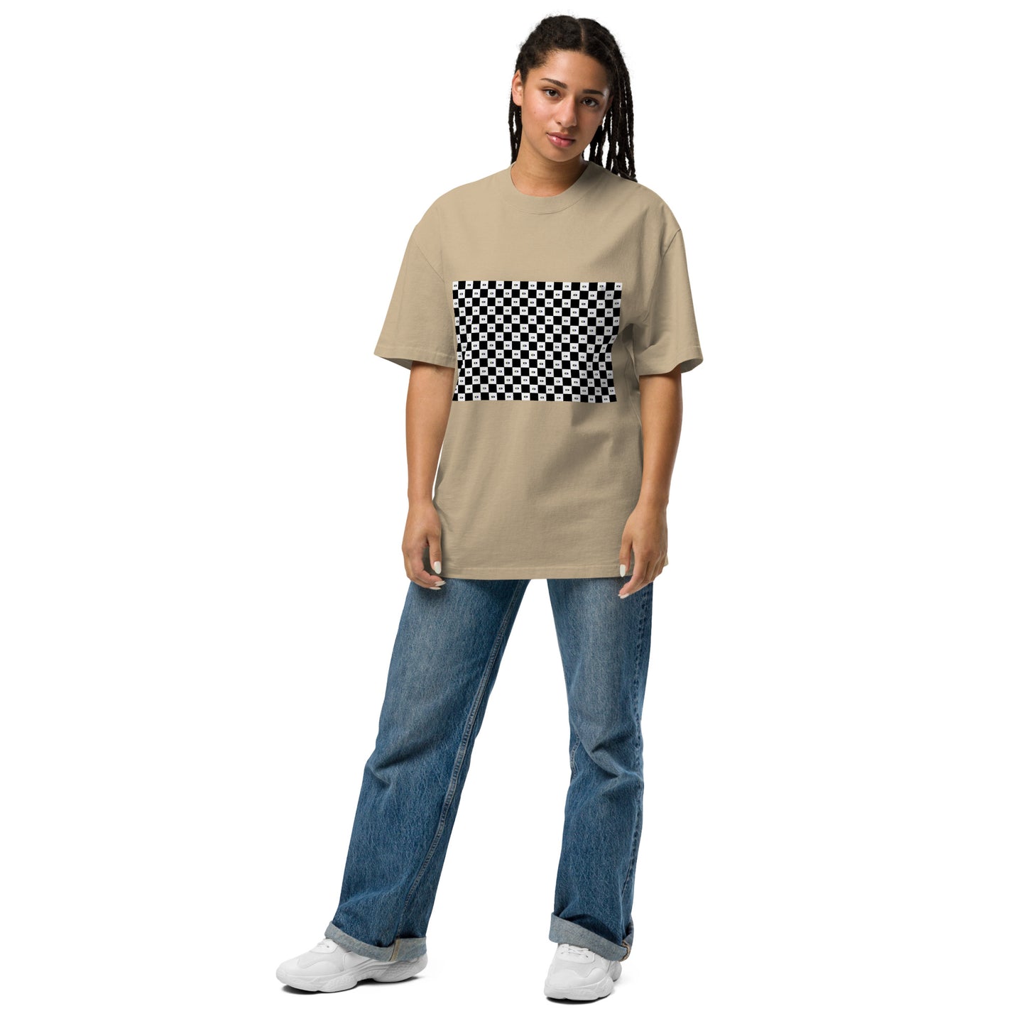 Chess Print - Oversized Faded Tee